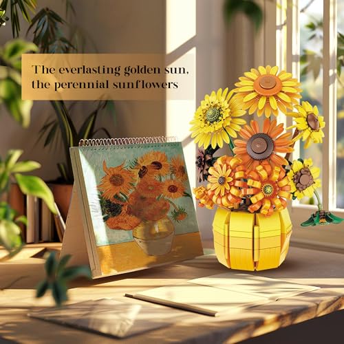 Sunflower Building Set Flowers with Vase Botanical Collection for Adult -1009pcs Compatible with Lego4