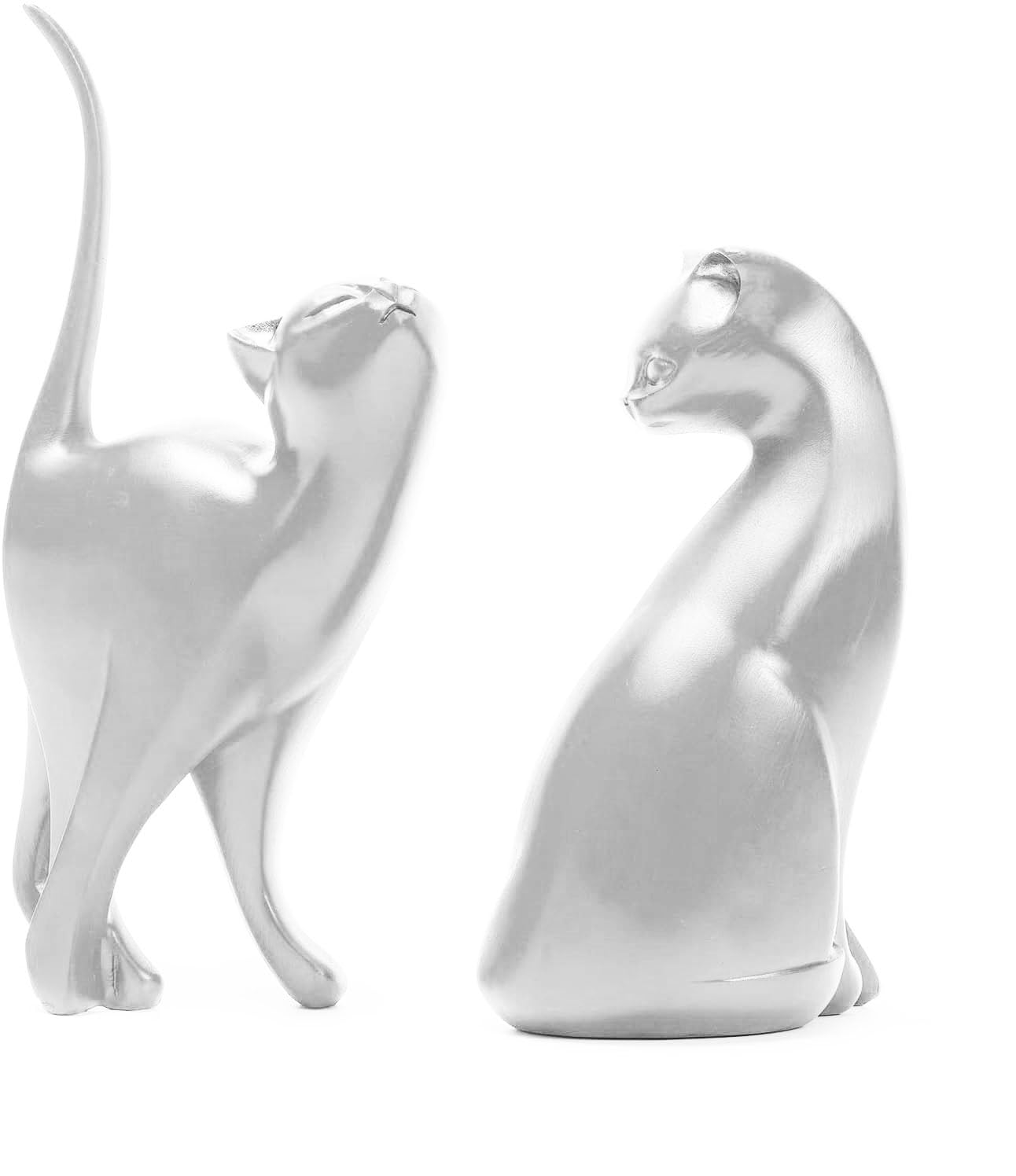 Moderne Statue Decoration Interieur, Animal Compagnie Ornements Sculpture Abstraite, Chaton Sculptures Décoratives, Moderne Accessoires Décoration Statuette Resine, Cadeaux Amoureux Chats (argent)