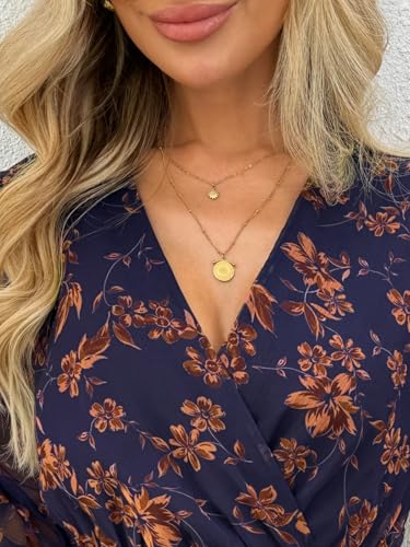 LILLUSORY Womens Long Sleeve Wedding Guest Dresses Winter 2025 Casual Fall Fashion V Neck Mini Chiffon Dress Flowy Clothes - Image 6