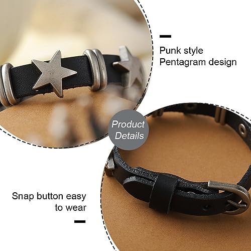 Punk Leather Bracelets Rhinestone Studded Bracelet Gothic Rock Bracelets Black Cuff Wristband for Women and Men3