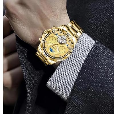 Fashion Business Men's Automatic Mechanical Watches Multifunctional Moon Phase Weekly Calendar Watch Waterproof Tourbillon Stainless Steel Strap Wristwatch Luminous
