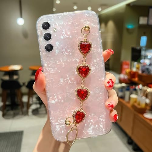 Coque paillettes rouge Samsung A03 cadeau idéal avec sa chaîne de diamants