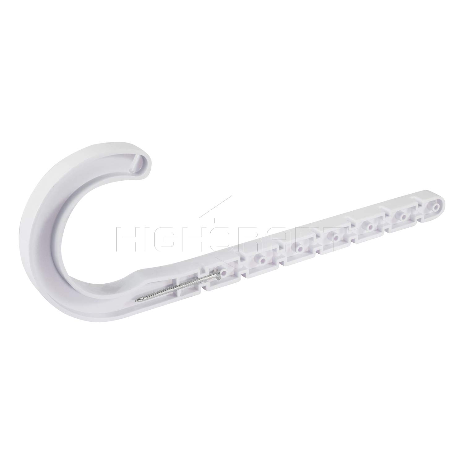 Highcraft PXJHNG002-10 PEX Soporte J-Hook Percha con clavos para tubos de 5.1 cm, cuerda, cable de plástico duro (paquete de 10), blanco