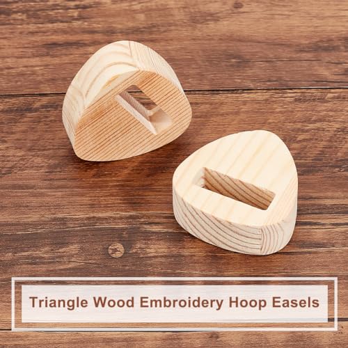 Image of OLYCRAFT 4Pcs Embroidery Hoop Display Stand 2x2x0.7 inch Triangle Wood Embroidery Hoop Easels Embroidery Hoops Wooden Base Embroider Hoops Holder Accessories for Embroider Cross Stitch Stand Decor