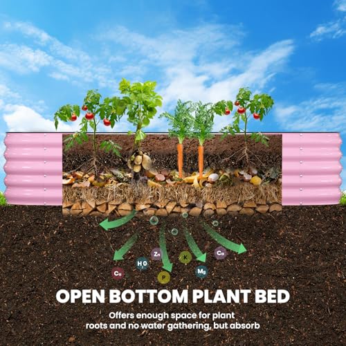 Image of Pattiumo Galvanized Raised Garden Bed 8x2x1.5 FT, Oval Metal Raised Garden Bed Outdoor Planter Box with Open Bottom, Rust-Resistant Steel Garden Bed for Vegetables Herbs Flowers, Easy Assembly