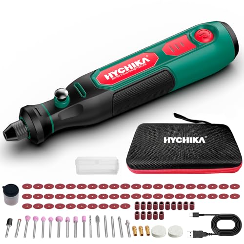 HYCHIKA 3,6V Mini Amoladora Eléctrica Bateria，Con 89 Accesorios para Taladrar, Lijar, Pulir, Grabar，Mini Taladro Eléctrica con Velocidad Ajustable y Carga Tipo-C，Herramienta Rotativa Ideal para DIY