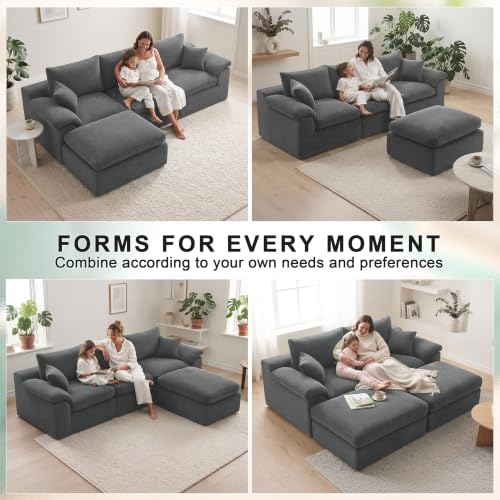 Image of Cloud Sectional Couch, Boneless Couches for Living Room, Gray