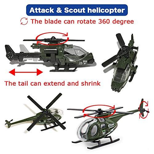 Jqgt Diecast Military Vehicles Army Toy 6 In 1 Assorted Metal Model Cars Fighter Tank Attack Helicopter Panzer Playset For Kids Toddlers #TOP2