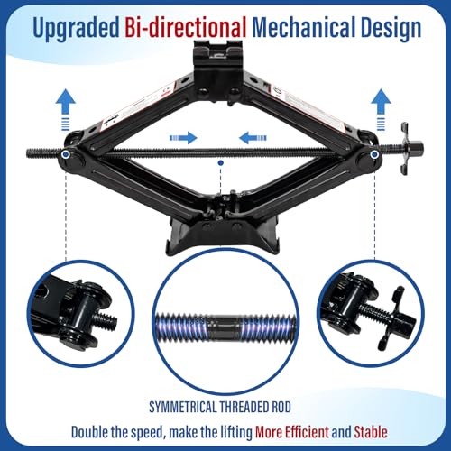 Image of Car Jack Kit, Scissor Jack Kit 2 Ton (4409 lbs),Tire Changing /Repairing Kit with Lug Wrench,Suitable for Sedan, Coupe, SUV, MPV and Most Cars