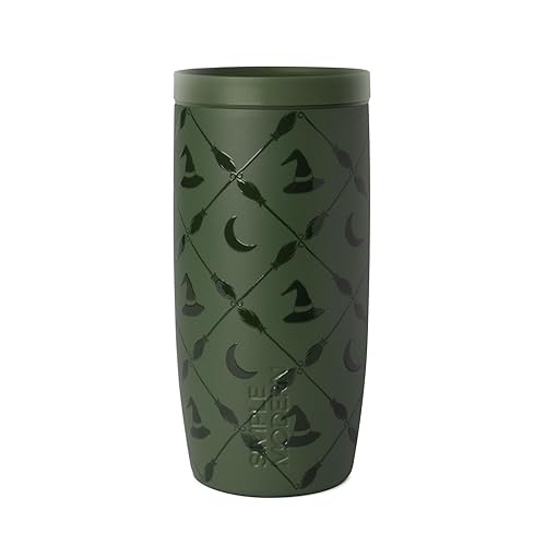 Simple Modern Halloween Signature Voyager | 16oz Travel Coffee Mug Tumbler with 360° Lid | Gifts for Women Men | Ceramic-Lined Insulated Stainless Steel Cold Brew Iced Coffee Cup | Argyle Witch - Argyle Witch - 16 Ounces