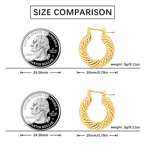 3 Pair Chunky Gold Hoop Earrings For Women,Small Gold Hoop Earrings,14K Gold Hoop Earrings,Gold Huggie Earrings,Gold Plated Hoop Earrings #TOP3