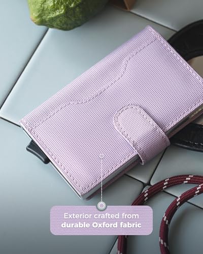 Image of VULKIT Slim Bifold Pop up Wallet Minimalist Leather Card Holder RFID Blocking Metal Card Case with ID Window for Women | with Leather Slots