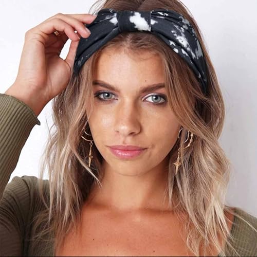 Image of Awumbuk Wide Headbands for Women Knotted No Slip Head Bands Soft Turban Headband Hair Accessories Boho African Solid Color Head Wraps for Women Yoga Workout (Purple)