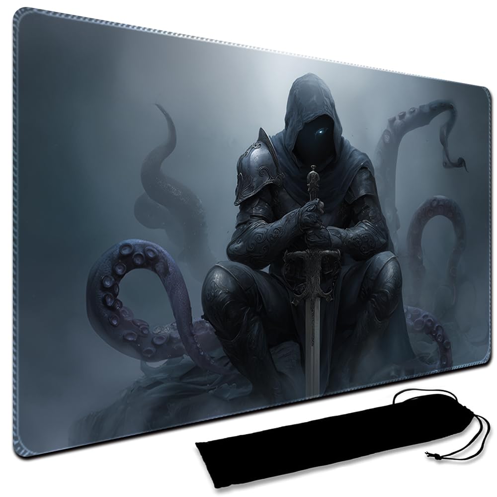 Large Art Gaming Playmat with Carrying bag, Custom Design Card Game Mat for mtg Playmat, Suture the edges,Compatible with Standard Card Sleeves 60CM x 35CM (No Zone,3)