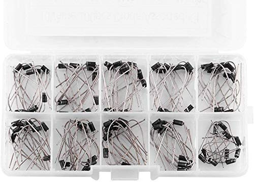 100 Stück Dioden Sortiment - 10 Werte Gleichrichterdioden Set Mit Aufbewahrungsbox
