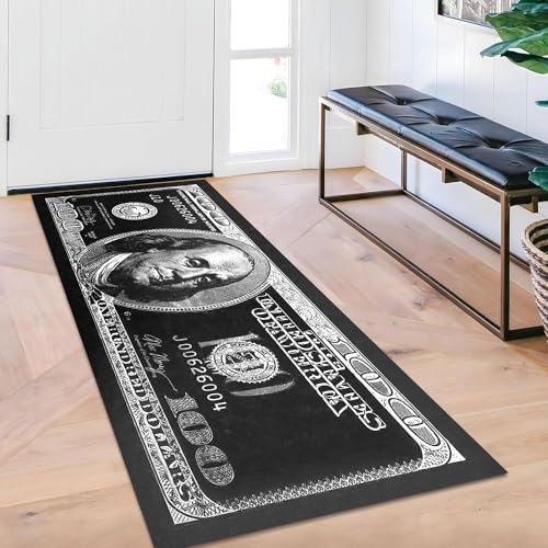 Tapete corredor 24x59 pulgadas negro y blanco miniatura 1