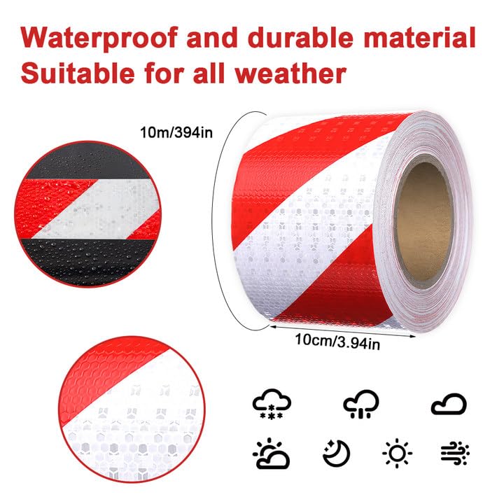 Nastro Adesivo Riflettente Di Sicurezza 1M, Rosso+giallo - Foto 3