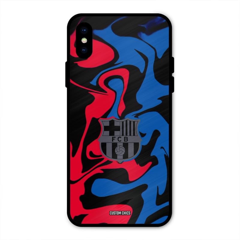 Image of PrintShield FC Barcelona Comic Back Cover for iPhone X, Shockproof Printed Phone Case with Soft TPU Sides & Anti-Slip Grip