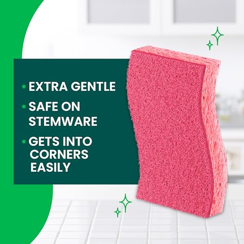 Image of Scotch-Brite Gentle Clean Non-Scratch Scrub Sponge, 24 Nonscratch Kitchen Sponges for Gentle Cleaning of Porcelain, Fine China, Stemware, Nonstick Pots and Pans, Mirrors, Faucets, and More