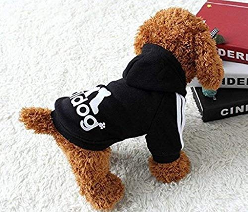 Moolecole Pet Sports Apparel Cat & Dog Cold Weather Coats Dog Hoodies Pet Sweaters (M, Black) - Thumbnail 4
