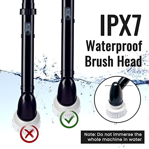 Electric Spin Scrubber,dreazu Cordless Cleaning Brush with Adjustable Extension Handle 4 Replaceable Cleaning Heads,Shower Scrubber for Cleaning,Power Scrubber for Bathroom, Floor, Tub(Black)