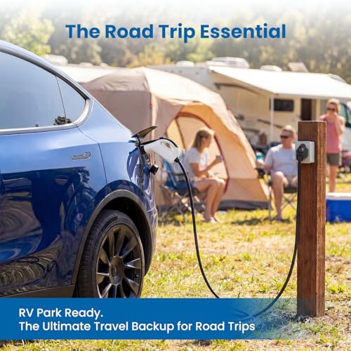 Image of Level 1 EV Charger for Tesla Vehicles, Portable NACS EVSE for Travel and Overnight Backup Charging, 120V NEMA 5-15, 16A-Rated, 12A Continuous with 25FT Cable, IP55