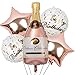 Cymeosh Palloncino Foil Champagne Oro Rosa, 5 Pezzi Palloncino Gigante Bottiglia di Vino Bottiglia Palloncino Bicchiere da Vino Birra Palloncino a Elio per Compleanno Decorazione Festa di Nozze