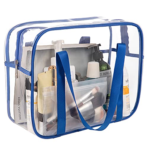 Large Clear Makeup Bags Thick PVC Zippered Clear Toiletry Bag Clear Tote Bags Cosmetic Bag for Daily Work,Travel,Sport2