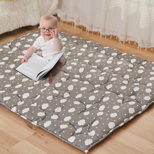 NapCure Baby Play Mat - 72'59' Thicken Ultra Large & Soft, Washable Non-Slip Baby Crawling Mat for Tummy Time (Cloud)