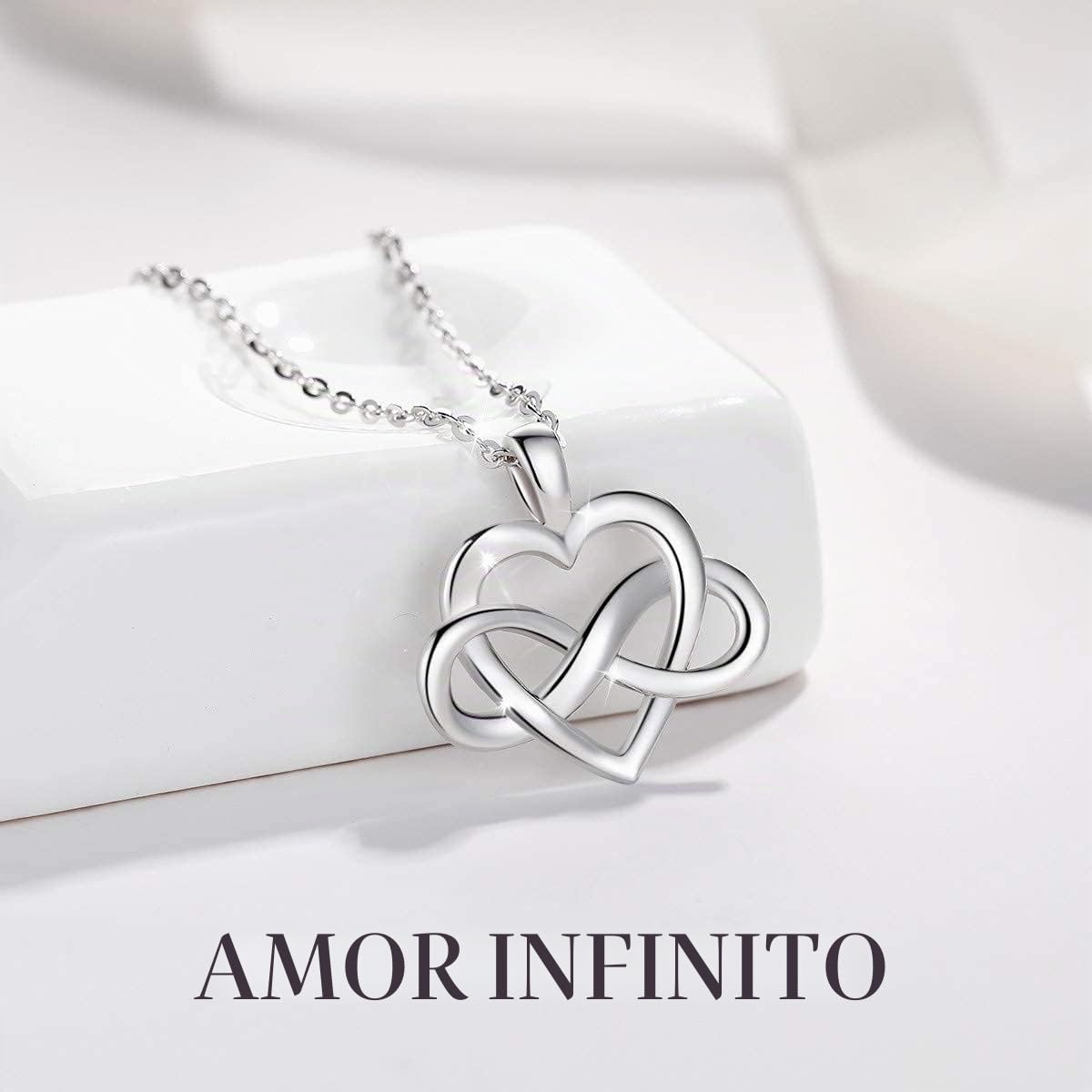 CELESTIA Mujer Collar Infinito Colgante Corazon de Plata Esterlina 925 Regalo Originales San Valentin para Mujer Te Quiero Mama Joyería Dia de la Madre para Madres