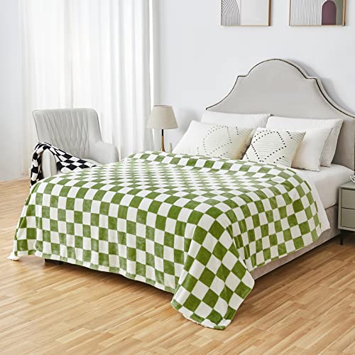 Sochow Checkered Flannel Throw Blanket, Soft Cozy Checkerboard Grid Pattern Fleece Blanket For Couch Bed Sofa, Sage Green 50 × 60 Inches #TOP5