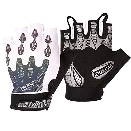 HTTOAR Guantes de Levantamiento de Pesas, Agarre fácil, Entrenamiento, musculación, Guantes de Fitness, Guantes de Bicicleta (White, L)