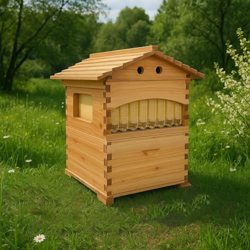 Galbuiska Beehive, Automatic Obtain Honey Bee hive, 7pcs Auto Super Frames Food-Grade, Suitable Beekeeper Starter(Unassembled)