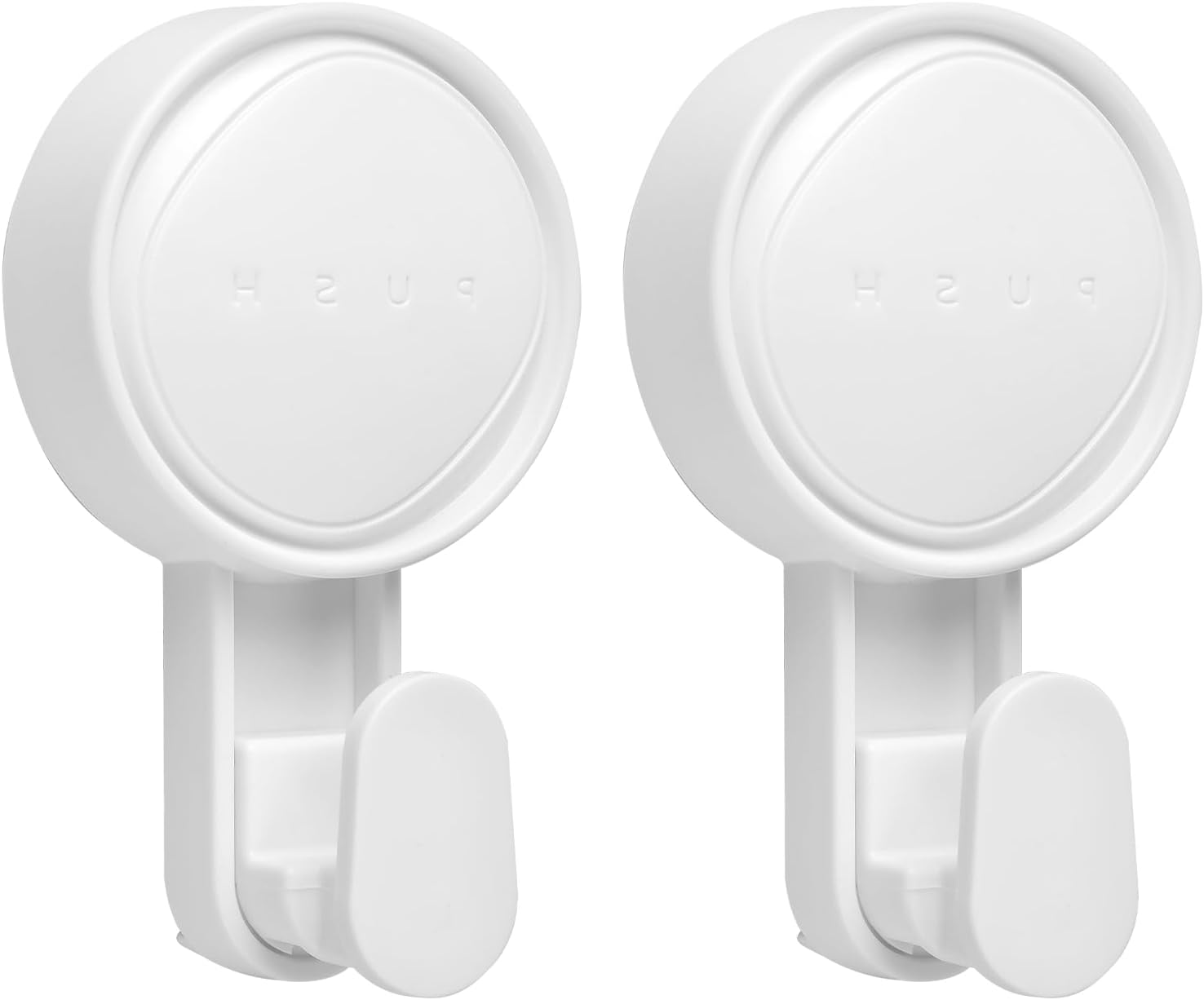 2 Pack Suction Cup Hooks for Shower, Powerful Vacuum Bathroom Suction Holder Removable Reusable Waterproof Suction Hanger Window Glass Door Suction Holder for Bathroom Kitchen Towel Robe (White)