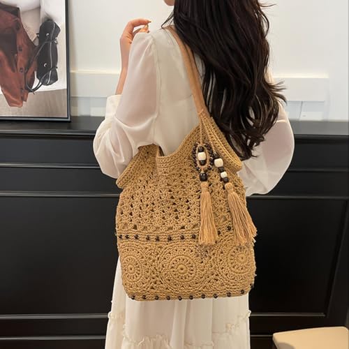 Crochet Hobo Bag Fashion Tassels Shoulder Bag Boho Beach Handbag2