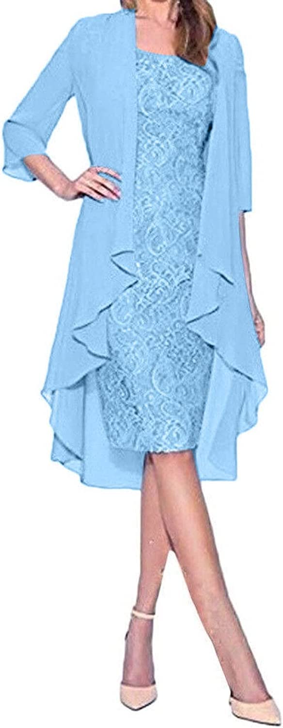 Vagbalena Las Mujeres de Gasa clásico Empalme de Dos Piezas Vestidos Elegantes Vestidos de Fiesta de Las Mujeres de Color sólido de Dos Piezas de Encaje Cardigan de Gasa de Boda Partido