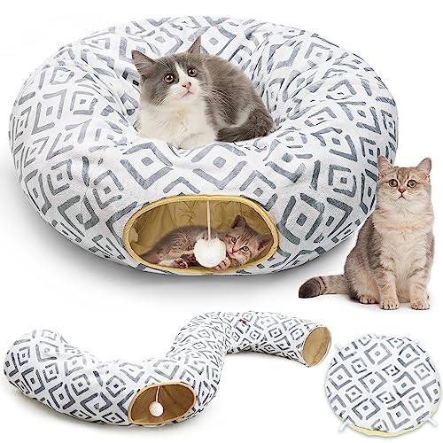 Lit De Tunnels De Chat Tunnel De Compagnie De Beignet Confortable Avec Coussin Lavable Amovible, Jouet En Peluche Ronde Pour Les Chats, Les Chatons, Les Chiots Et Les Lapins Du 29,61 € | DHgate