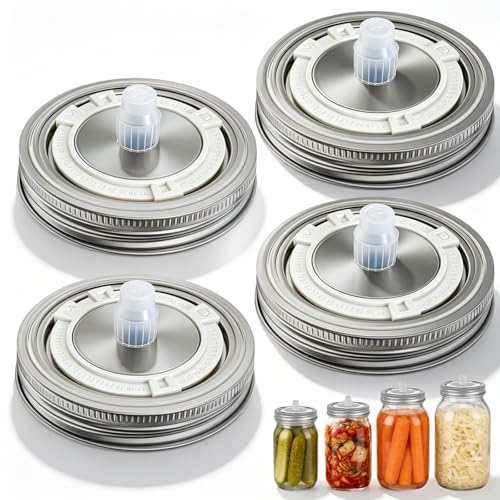 Ugotit Stainless Steel Mason Jar Fermentation Lids for Wide Mouth 4 Pack