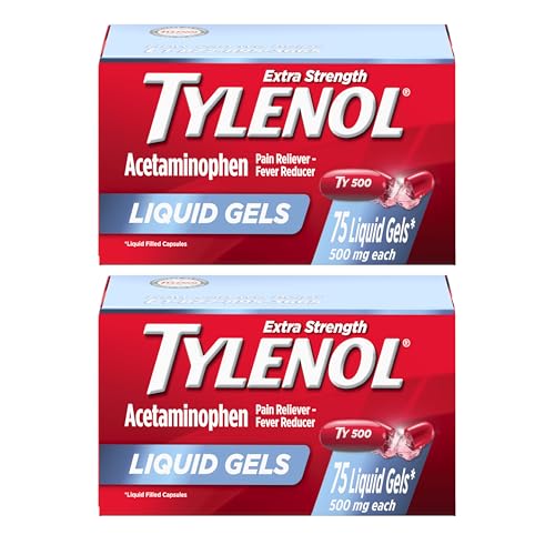Tylenol Extra Strength Liquid Gels Pain Reliever & Fever Reducer for Adults with 500mg Acetaminophen Fast-Acting Liquid Gel Capsules for Headaches & Minor Pain Relief Twin Pack 2 x 75 ct