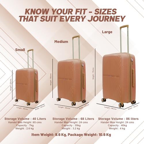 Image of AMERICAN TRAVELLER Tourispro Trolley Bag for Travel Single Medium |Suitcase for Travel |Leightweight Large Luggage Traveling Bag| Polypropylene(Pp) Bags with Expandable 8 Wheels (24, Rose Pink)