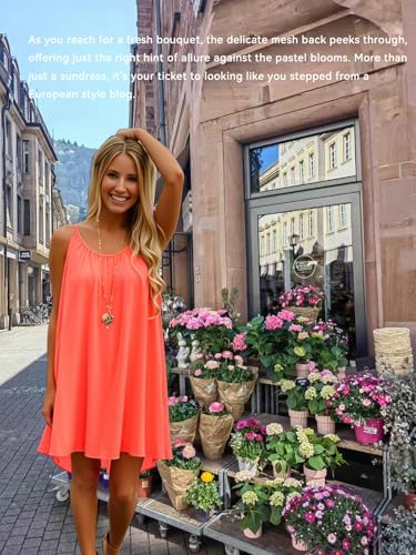 Image of Women's Chiffon Summer Casual Sundress Spaghetti Strap Tank Beach Dresses Bathing Suit Coverup