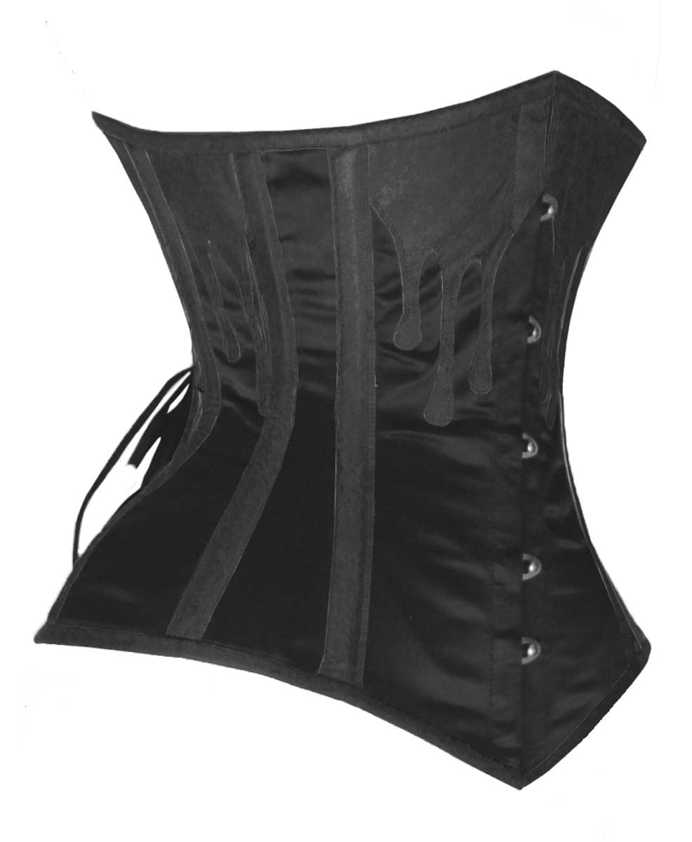 luvsecretlingerie Heavy Duty 26 Double Steel Boned Waist Training LEATHER & SATIN Underbust Tight Shaper Corset #8576-LE-SA: Large Black
