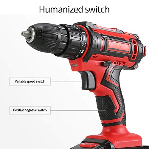 Samnuerly 36-V-Schlag-Akku-Bohrschrauber-Set mit 2 Lithium-Ionen-Akkus 3,0 Ah, 10-mm-Bohrfutter, Variable Geschwindigkeit, 25 + 1 Drehmomenteinstellung mit LED, – Bild 8