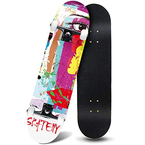 Andrimax Skateboards-Complete Skateboards For Beginners Kids Boys Girls Adults Youth-Standard Skateboards 31’’X8’’ With 7 Lays Maple Deck Pro Skateboards, Longboard Skate Boards (Graffiti) #TOP14
