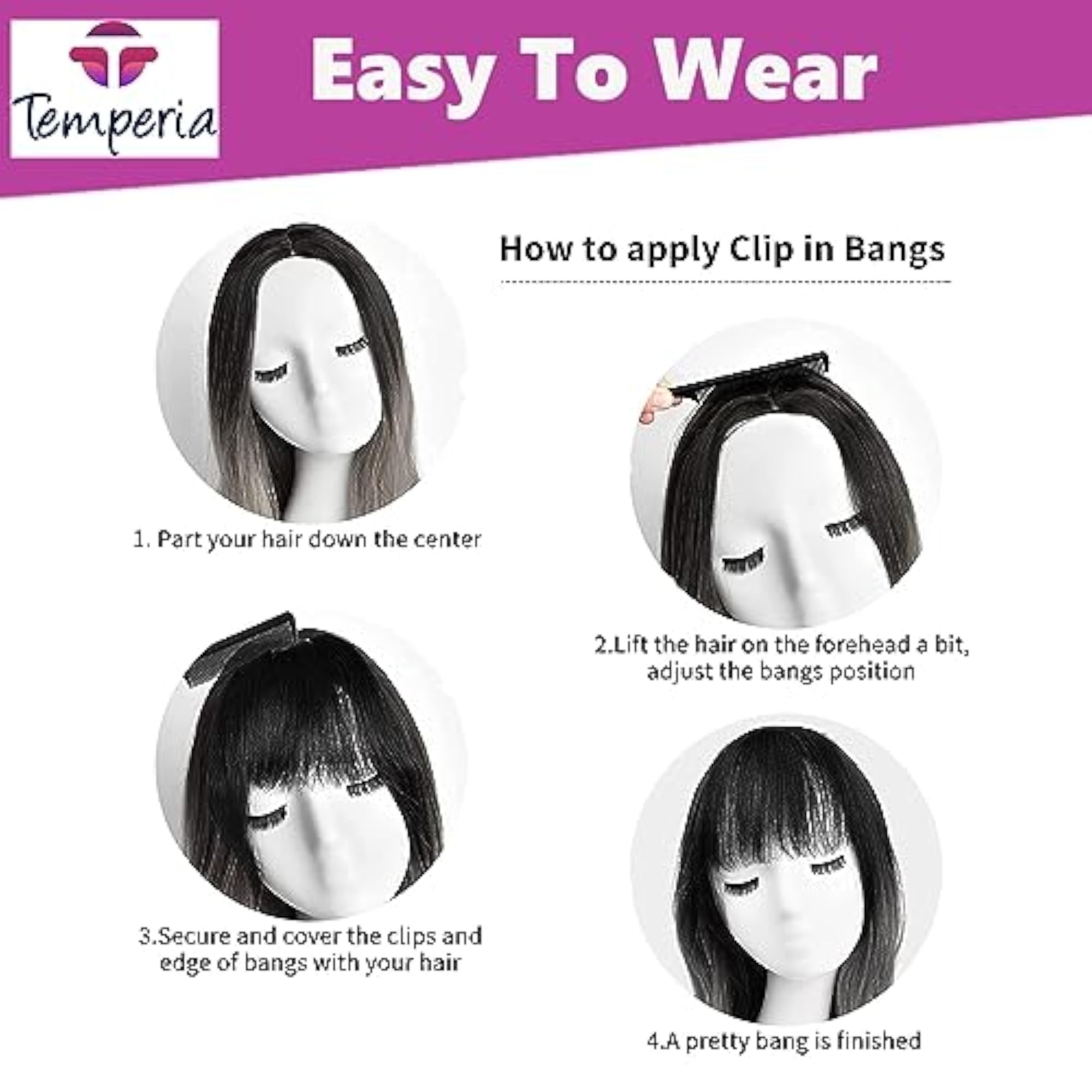 Clip-On Side Curtain Bangs Hair Extensions, Stylish Accessories