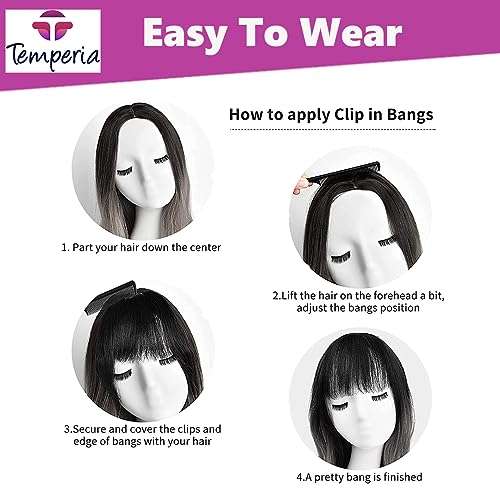 Image of Temperia Front Fake Bangs Hair Extensions For Women - clip on Side curtain bangs fringes hair extensions - Cute Hair Accessories for Women & Girls - Natural Brown - (Pack of 1)