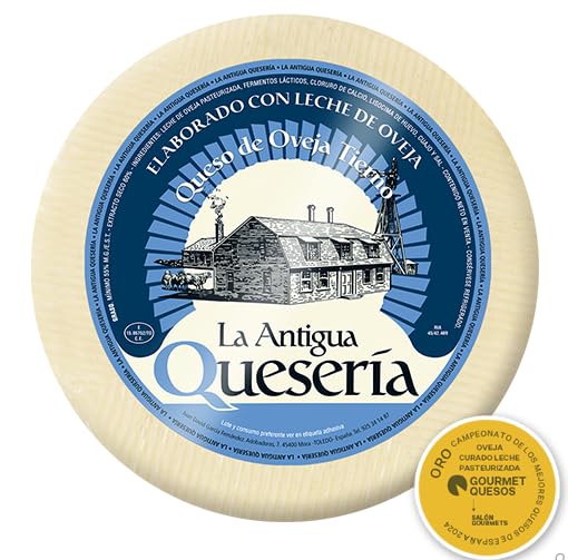 La Antigua Quesería - Queso de Oveja Tierno Artesano - Pieza Completa 3kg - Elaborado en Toledo - 100% Leche Pasteurizada - Maduración Natural