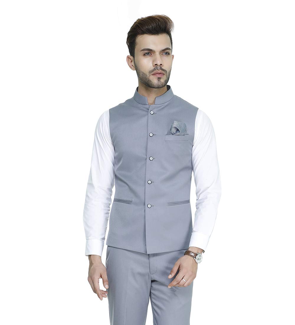 Men's Band Collar Slim Fit Formal/Party Waist Coat - 11 Colors