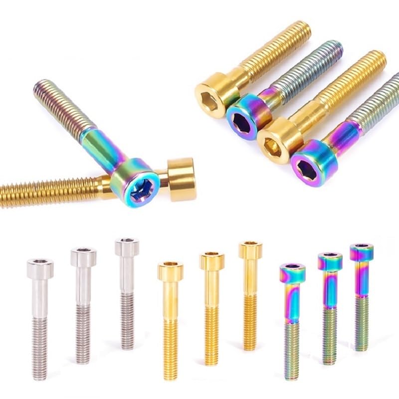 Tornillos autorroscantes de titanio M6 X30/35/40/45/50/65 mm, accesorios de bicicleta, cubierta de tornillo hexagonal interior de estigma (azul, M6 x 35)