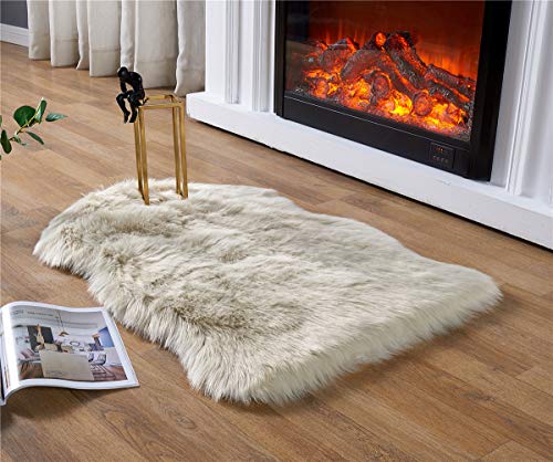 EasyJoy Faux Fur Soft Fluffy Single Sheepskin Style Rug Chair Cover Seat Pad